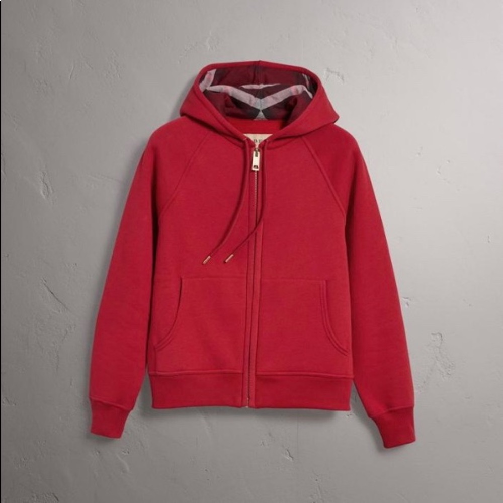 Red zip front Burberry sweatshirt